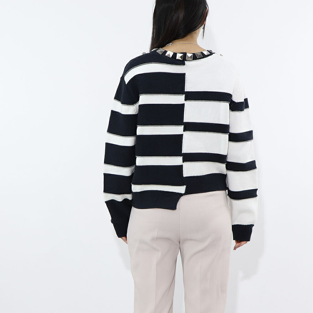 PINKO ニット ホワイト×ダークブルー ニット ボーダー 1G16YZ-Y7UQ