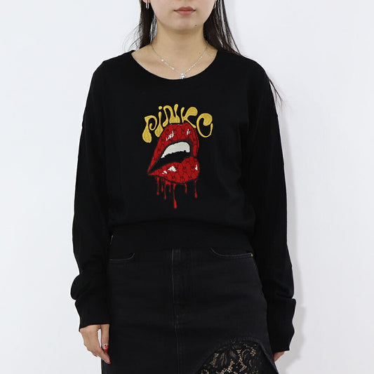 PINKO ニット  ブラック  刺繍 ウール 1G16ZT-Y7Z3