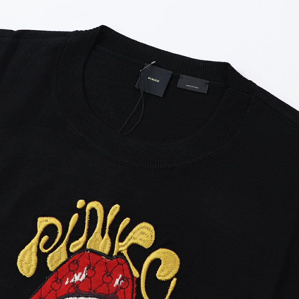 PINKO ニット  ブラック  刺繍 ウール 1G16ZT-Y7Z3