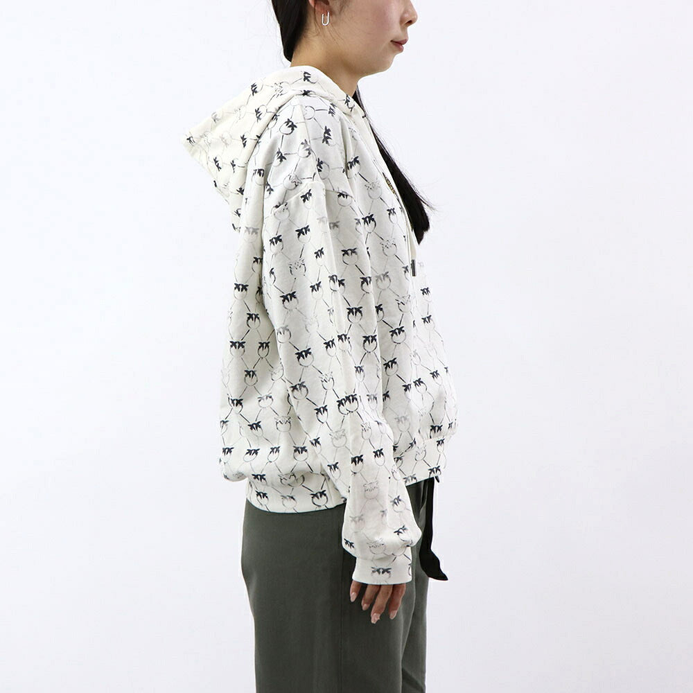 PINKO パーカー ホワイト ラインストーン プルオーバー 1G1726-Y7YT