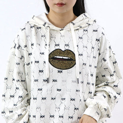 PINKO パーカー ホワイト ラインストーン プルオーバー 1G1726-Y7YT