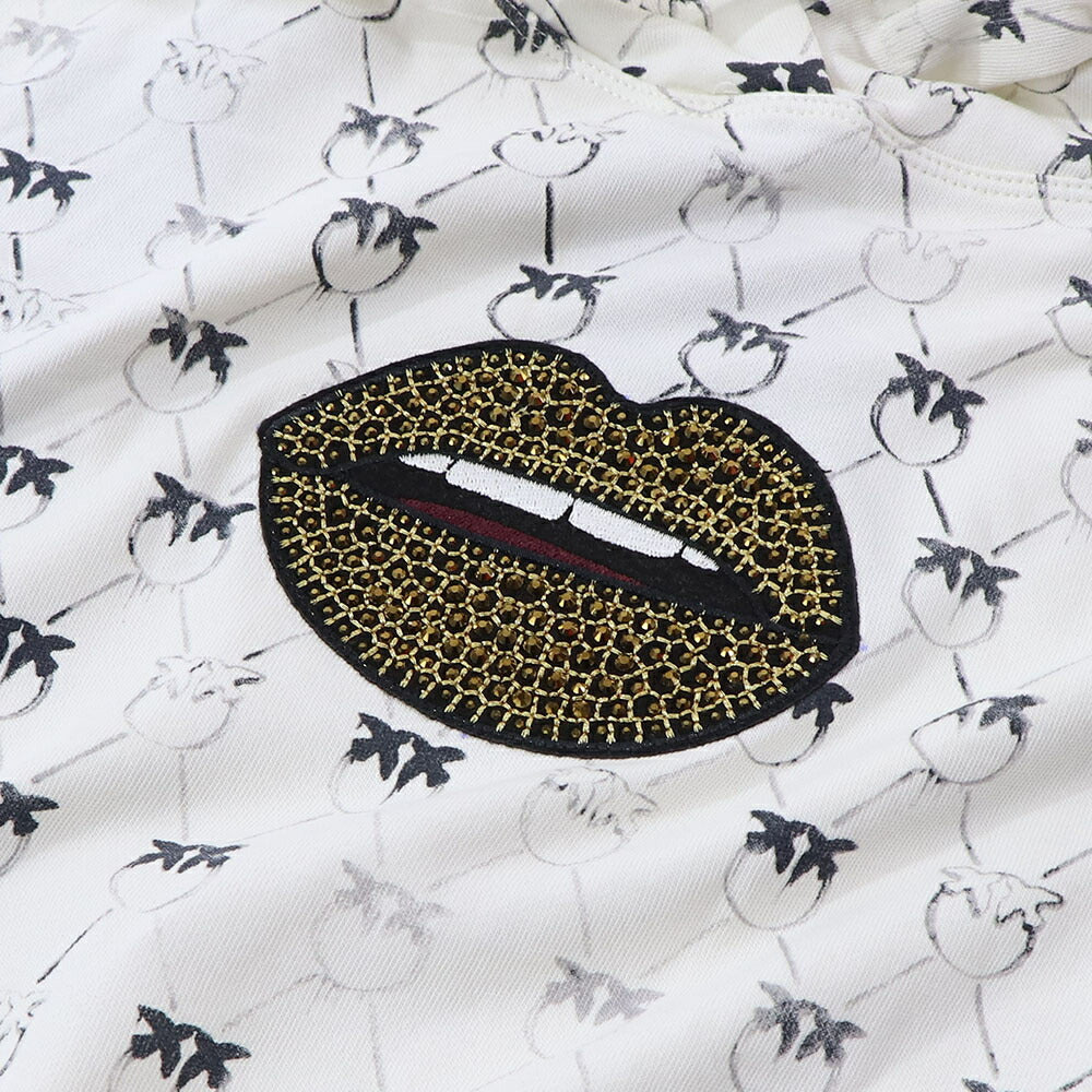 PINKO パーカー ホワイト ラインストーン プルオーバー 1G1726-Y7YT