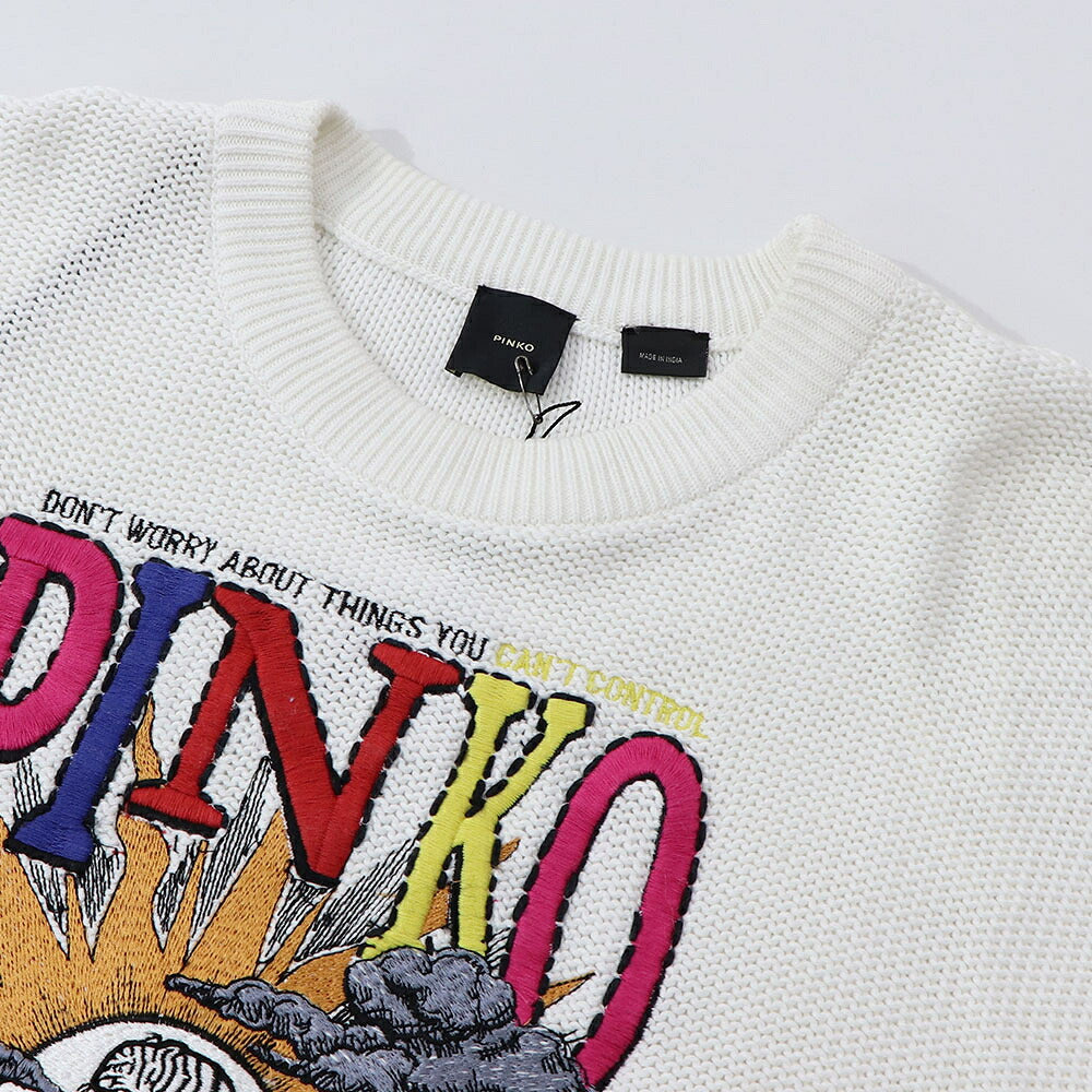 PINKO ピンコ レディース トップス ニット マルチカラー ボーダー ロゴ 刺繍 1G1747-Y7ZD