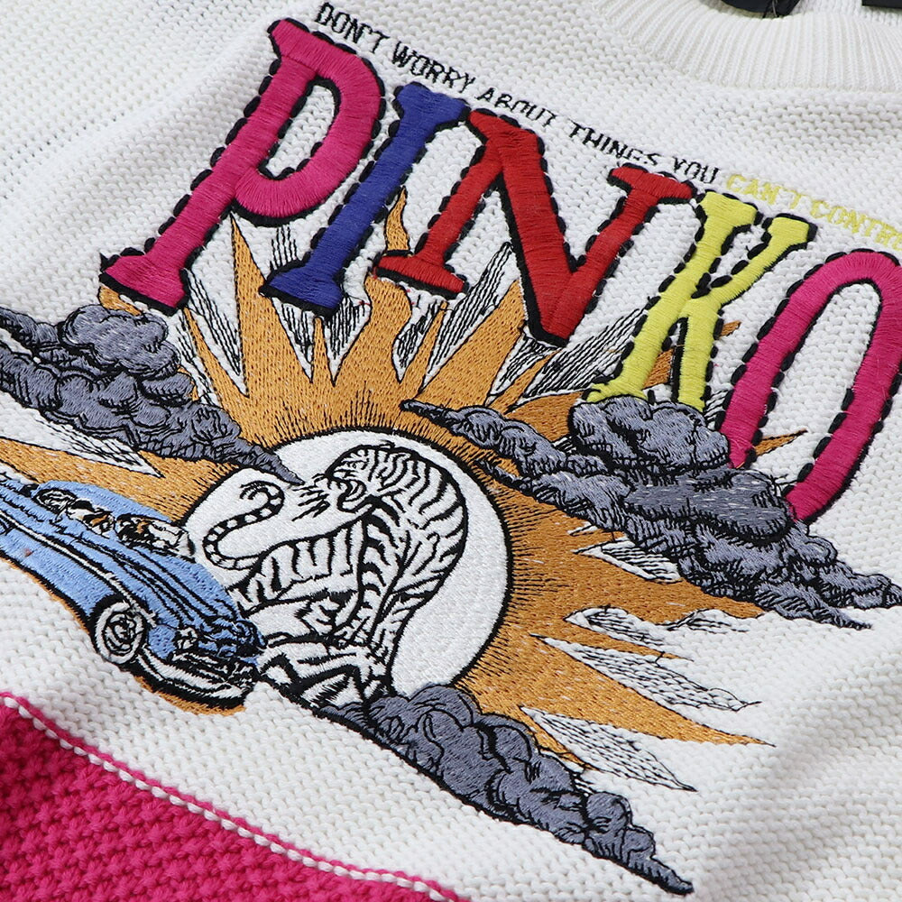 PINKO ピンコ レディース トップス ニット マルチカラー ボーダー ロゴ 刺繍 1G1747-Y7ZD