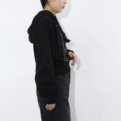 PINKO パーカー ブラック 刺繍 猫 フーデイ プルオーバー 1G185G-8314