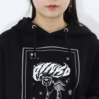 PINKO パーカー ブラック 刺繍 猫 フーデイ プルオーバー 1G185G-8314