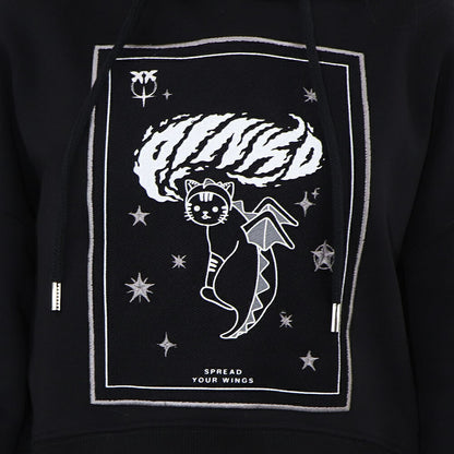 PINKO パーカー ブラック 刺繍 猫 フーデイ プルオーバー 1G185G-8314