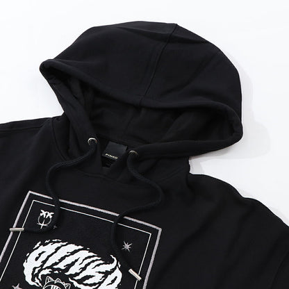 PINKO パーカー ブラック 刺繍 猫 フーデイ プルオーバー 1G185G-8314