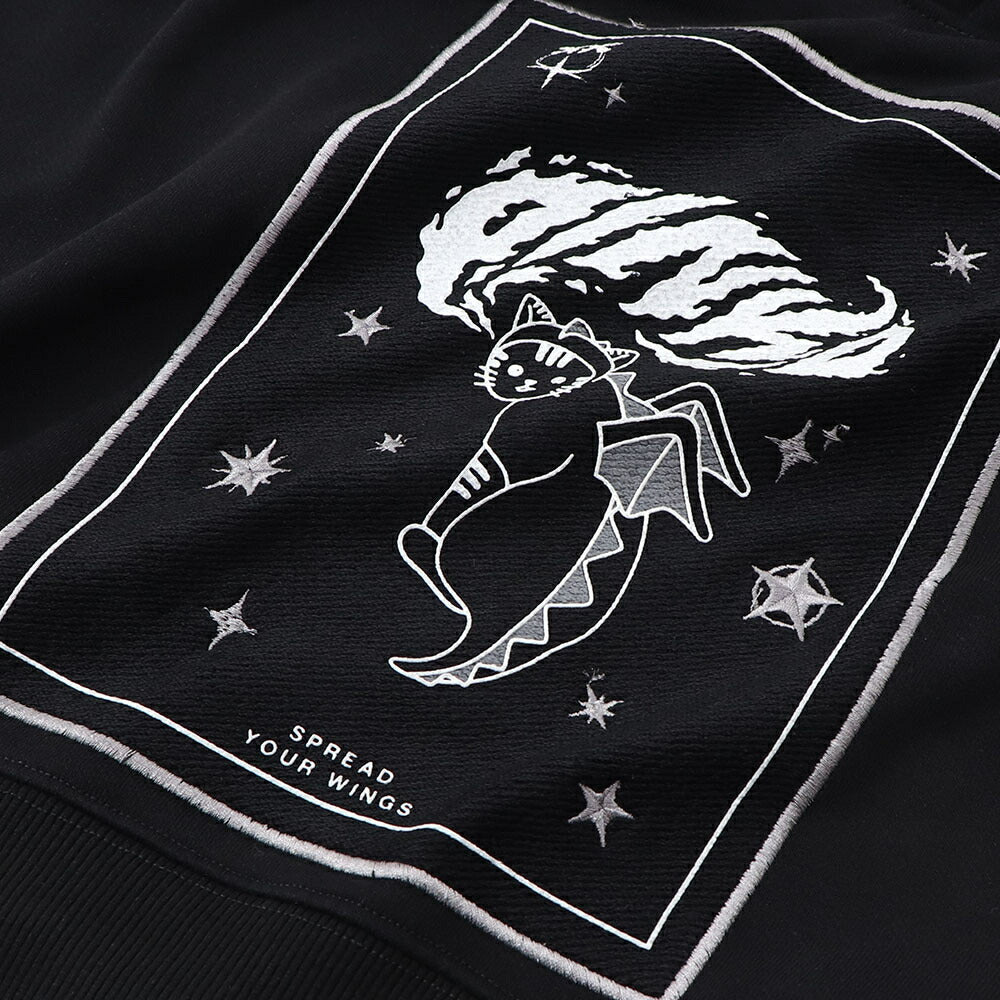 PINKO パーカー ブラック 刺繍 猫 フーデイ プルオーバー 1G185G-8314