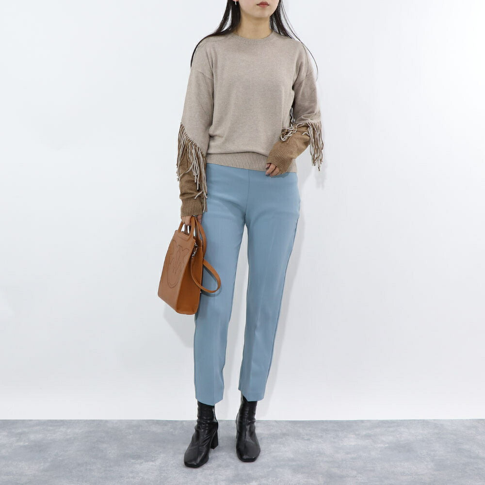 PINKO ニット グレー ブラウン ニット フリンジ付き 1B14VD-Y694