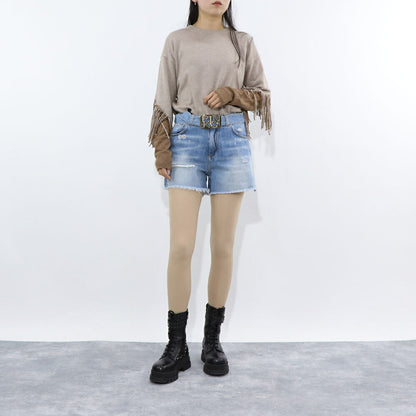 PINKO ニット グレー ブラウン ニット フリンジ付き 1B14VD-Y694