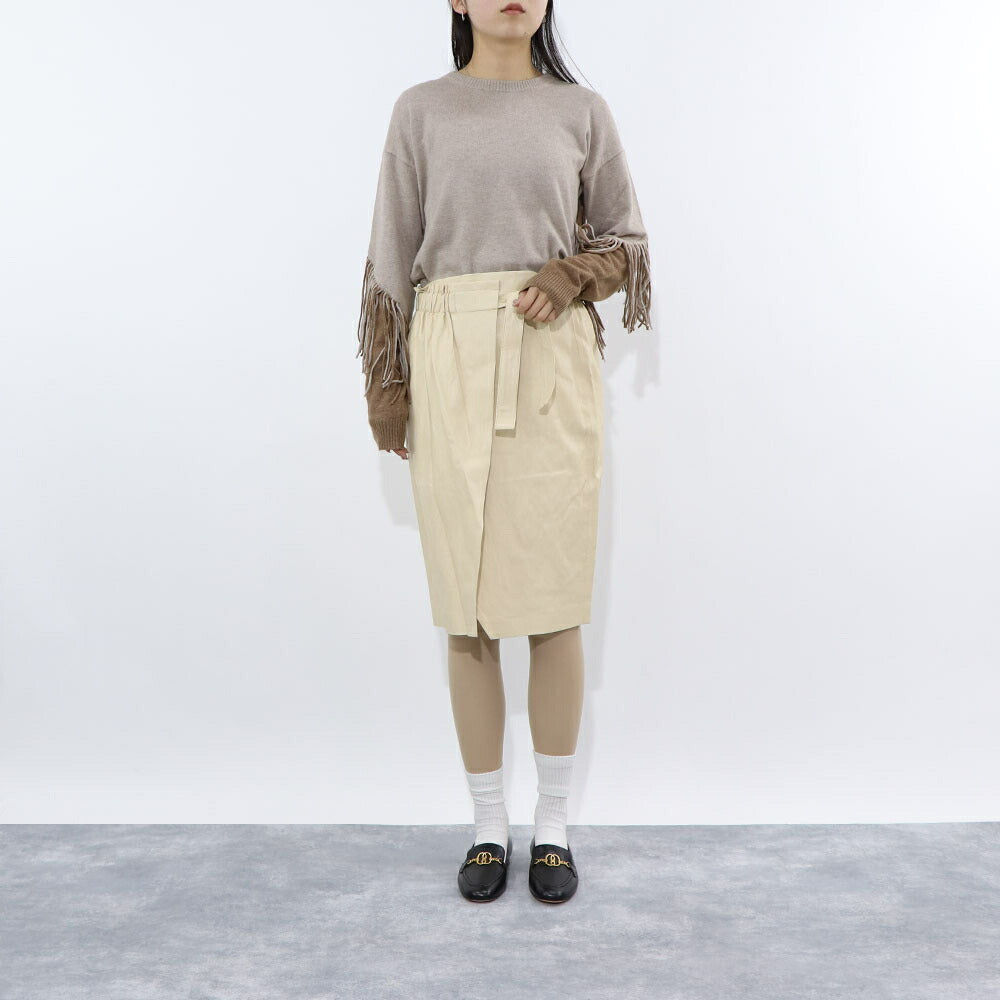 PINKO ニット グレー ブラウン ニット フリンジ付き 1B14VD-Y694