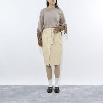 PINKO ニット グレー ブラウン ニット フリンジ付き 1B14VD-Y694