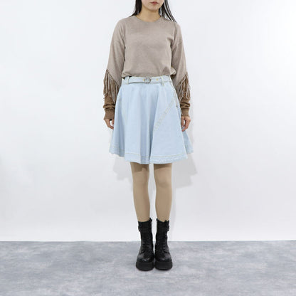 PINKO ニット グレー ブラウン ニット フリンジ付き 1B14VD-Y694