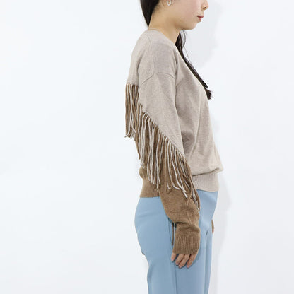 PINKO ニット グレー ブラウン ニット フリンジ付き 1B14VD-Y694