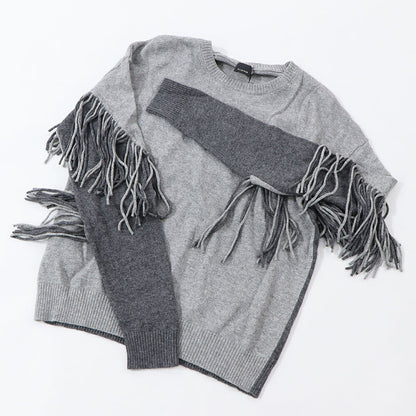 PINKO ニット グレー ブラウン ニット フリンジ付き 1B14VD-Y694