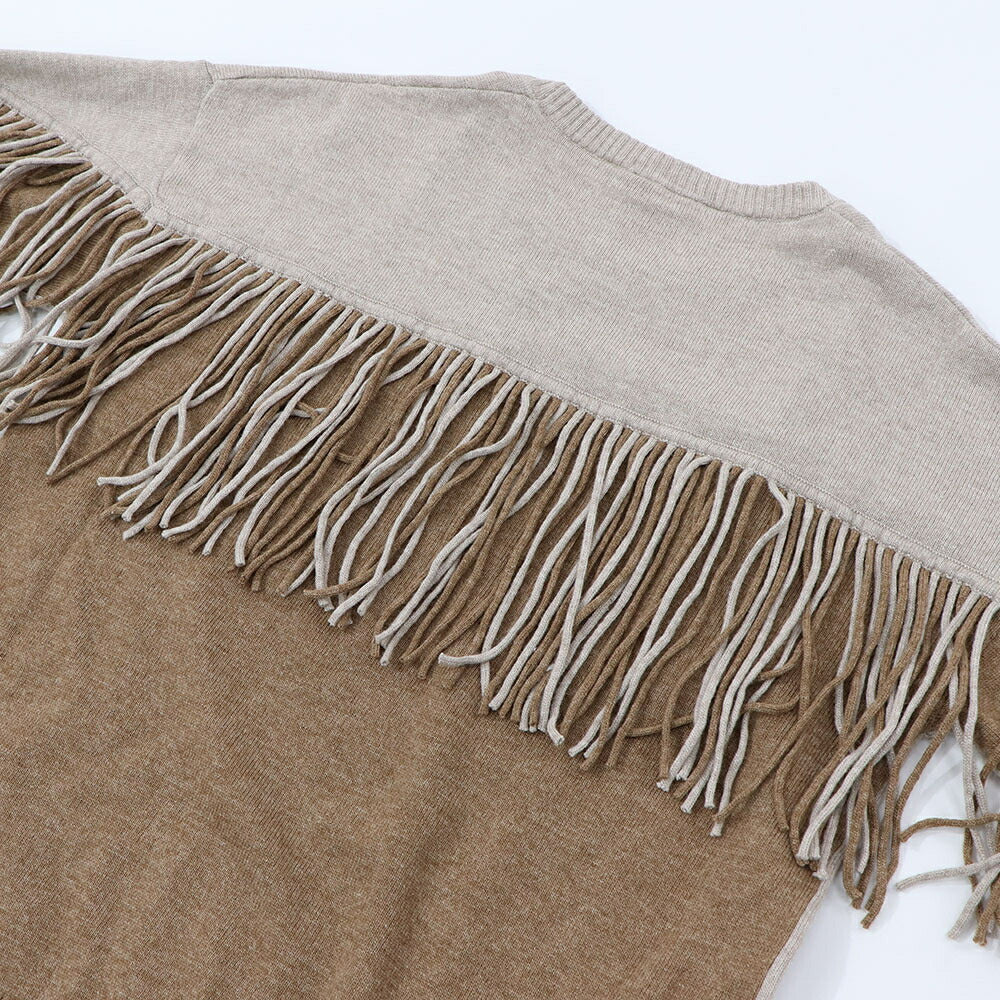 PINKO ニット グレー ブラウン ニット フリンジ付き 1B14VD-Y694