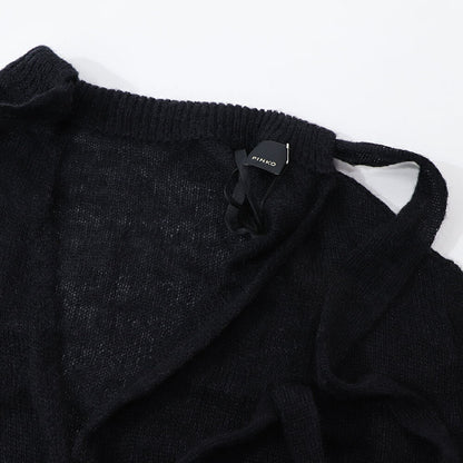 PINKO ニット  ブラック バックリボン ウール 1G156T-Y6E2