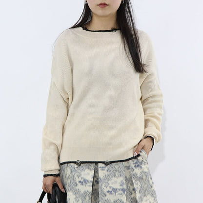 PINKO ニット  ベージュ リブニット ダメージデザイン 1G15X7-Y6XP