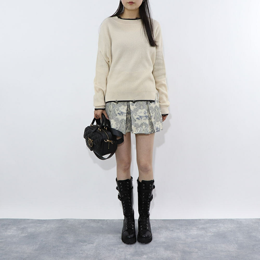 PINKO ニット  ベージュ リブニット ダメージデザイン 1G15X7-Y6XP