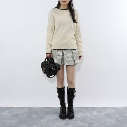 PINKO ニット  ベージュ リブニット ダメージデザイン 1G15X7-Y6XP