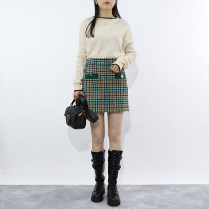 PINKO ニット  ベージュ リブニット ダメージデザイン 1G15X7-Y6XP