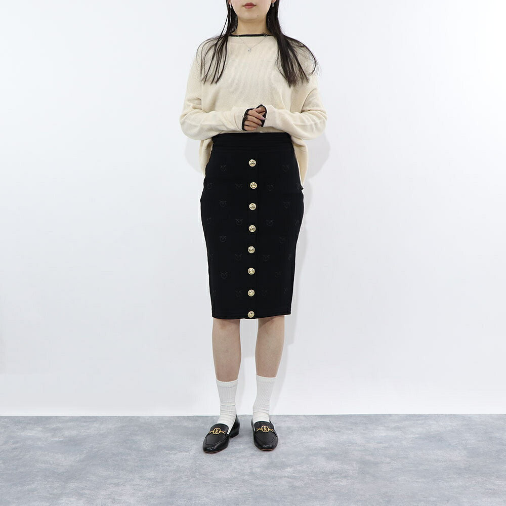 PINKO ニット  ベージュ リブニット ダメージデザイン 1G15X7-Y6XP