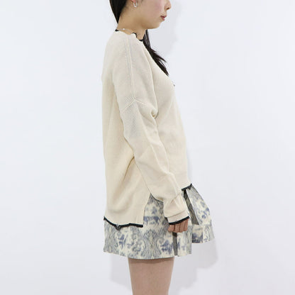 PINKO ニット  ベージュ リブニット ダメージデザイン 1G15X7-Y6XP