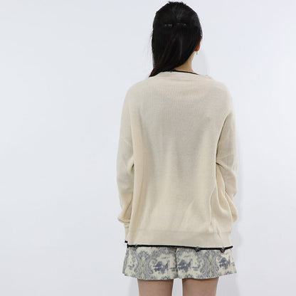 PINKO ニット  ベージュ リブニット ダメージデザイン 1G15X7-Y6XP