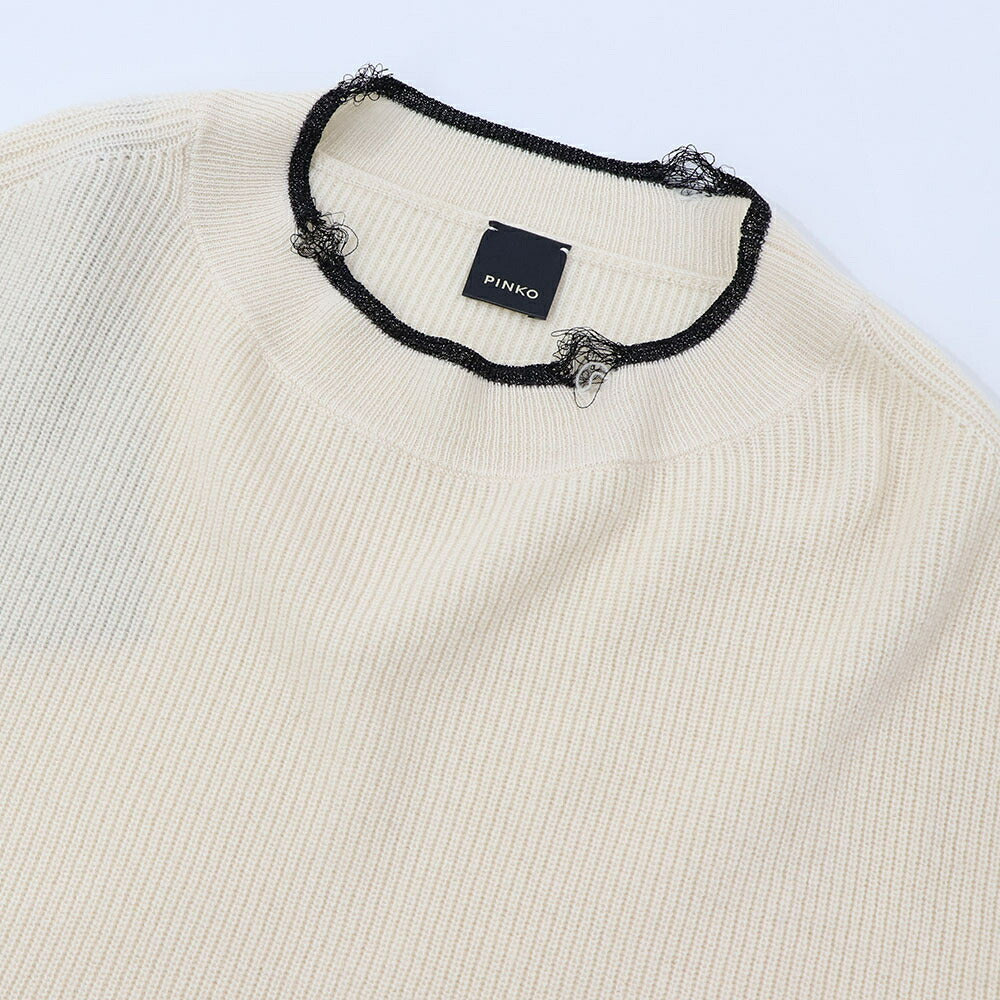 PINKO ニット  ベージュ リブニット ダメージデザイン 1G15X7-Y6XP