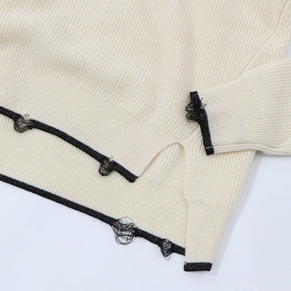 PINKO ニット  ベージュ リブニット ダメージデザイン 1G15X7-Y6XP