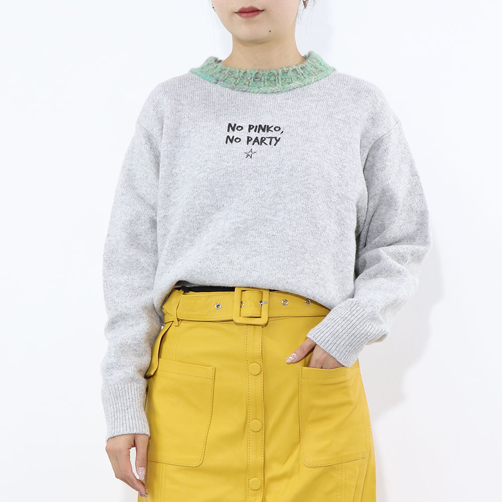 PINKO ニット グレー ロゴ オーバーサイズ 1G16EY-Y7EN