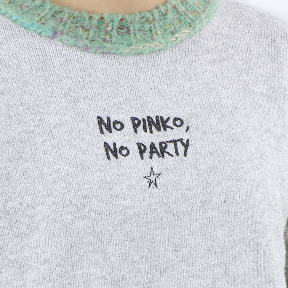 PINKO ニット グレー ロゴ オーバーサイズ 1G16EY-Y7EN