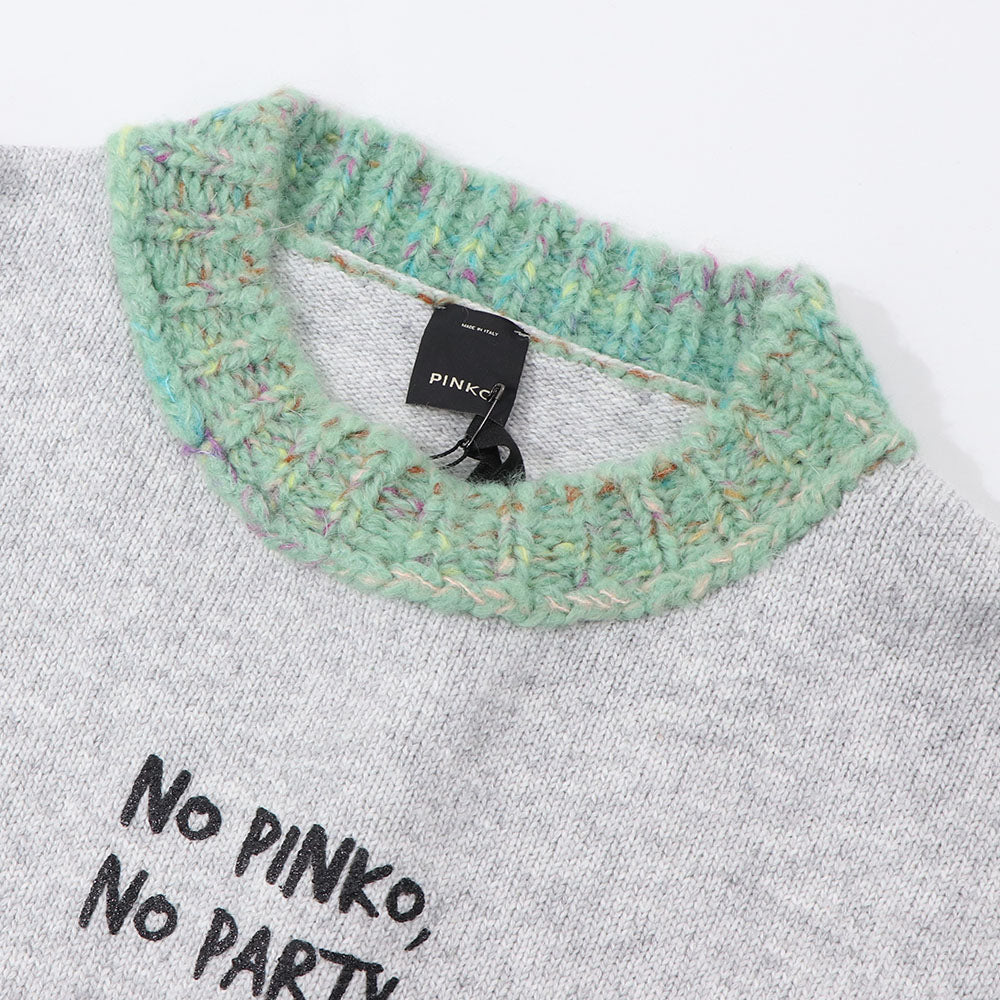 PINKO ニット グレー ロゴ オーバーサイズ 1G16EY-Y7EN