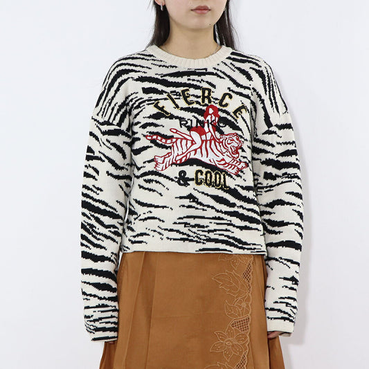 PINKO ニット  ホワイト ゼブラ ロゴ 1G17N2-Y81Z