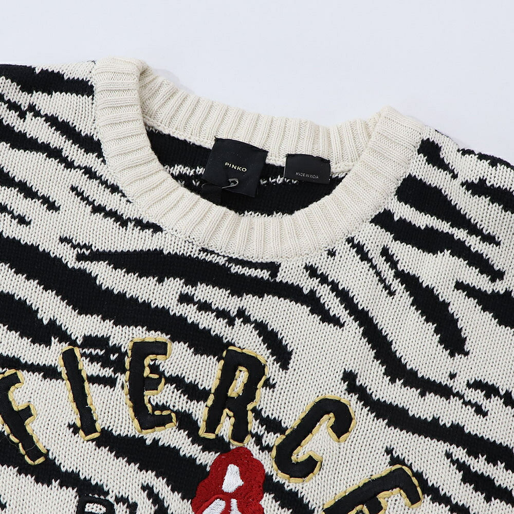 PINKO ニット  ホワイト ゼブラ ロゴ 1G17N2-Y81Z