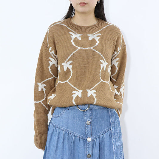 PINKO ニット  ブラウン ロゴ オーバーサイズ 1G17UW-A005