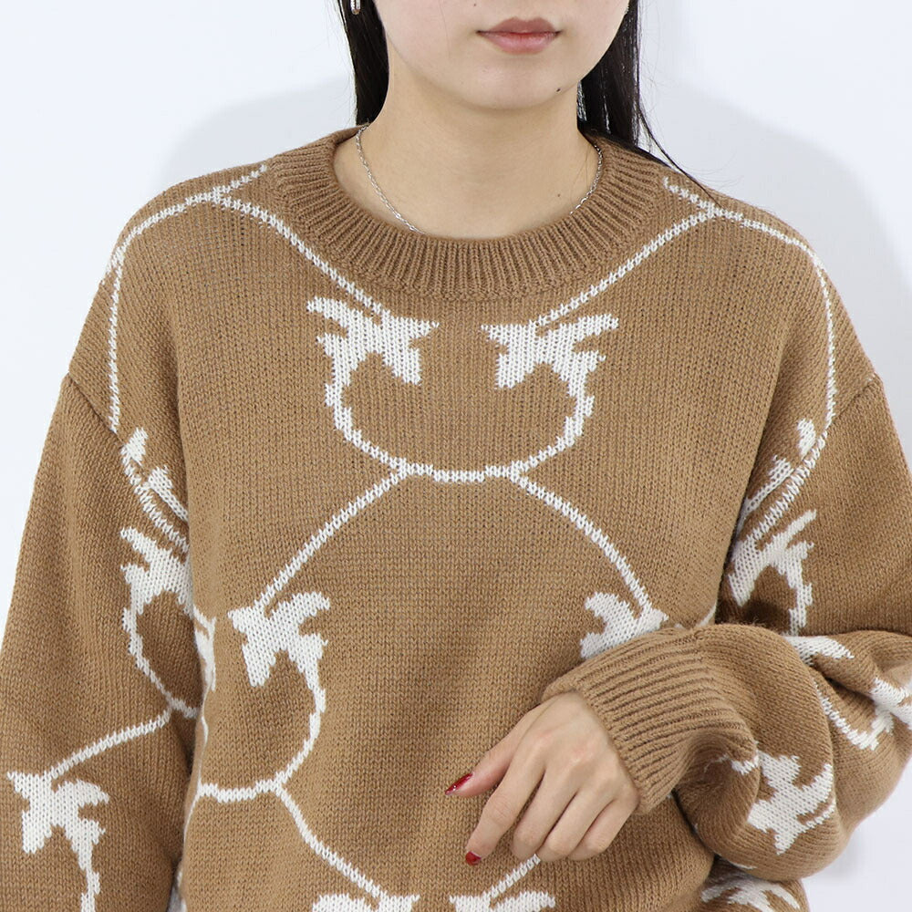 PINKO ニット  ブラウン ロゴ オーバーサイズ 1G17UW-A005