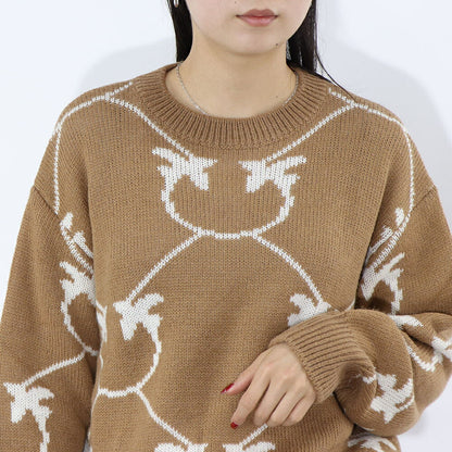 PINKO ニット  ブラウン ロゴ オーバーサイズ 1G17UW-A005