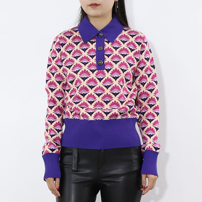 PINKO ニット マルチカラー 襟 総柄 1G180J-A05Q