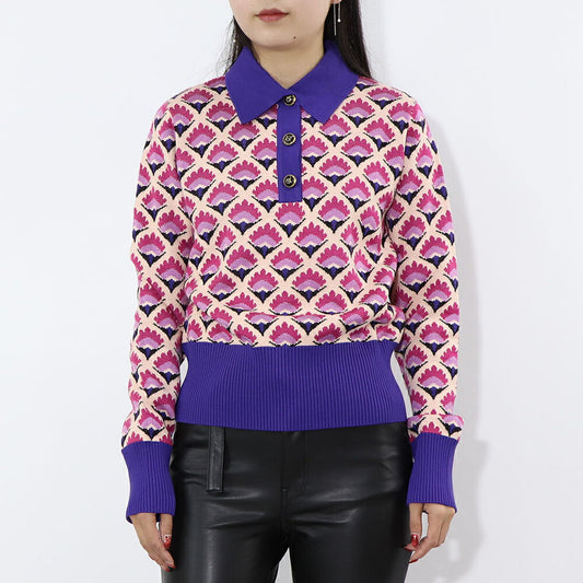 PINKO ニット マルチカラー 襟 総柄 1G180J-A05Q