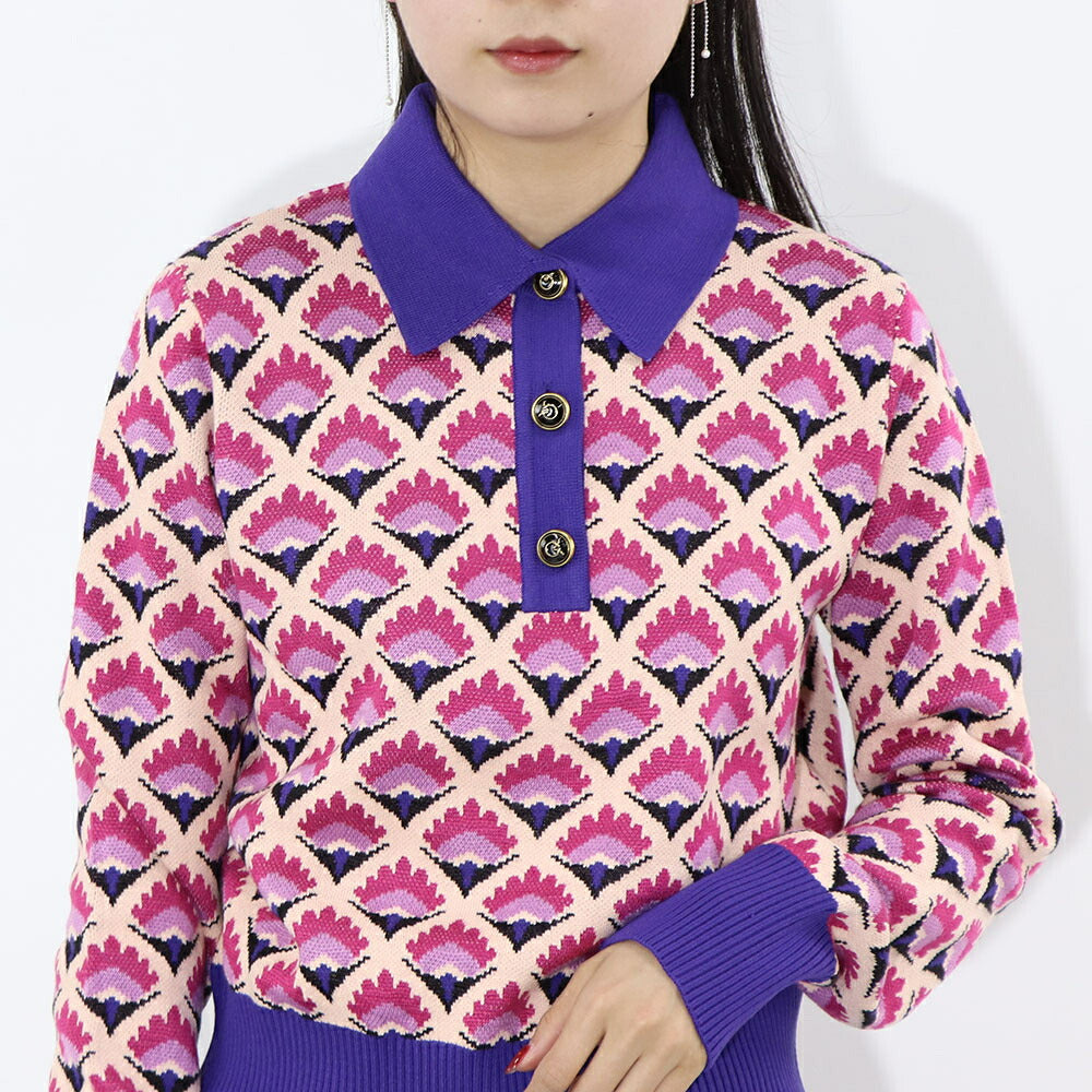 PINKO ニット マルチカラー 襟 総柄 1G180J-A05Q