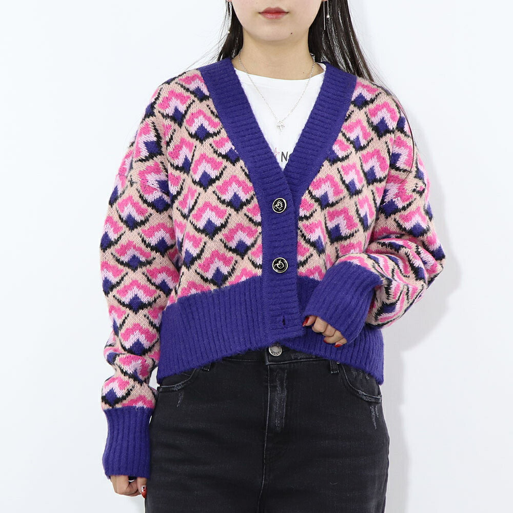 PINKO  マルチカラー ニットカーディガン 総柄 1G180K-A05P