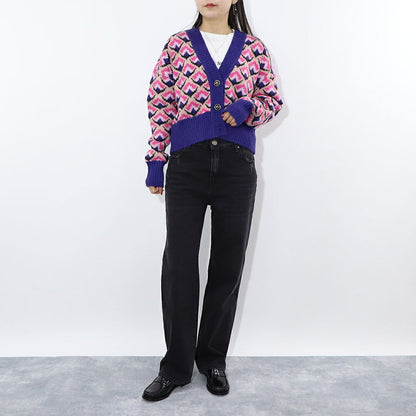 PINKO  マルチカラー ニットカーディガン 総柄 1G180K-A05P