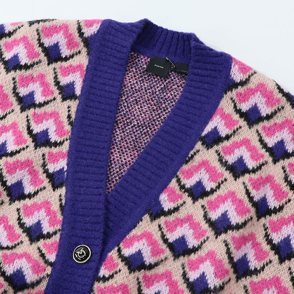 PINKO  マルチカラー ニットカーディガン 総柄 1G180K-A05P