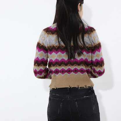 PINKO ニット マルチカラー ロゴ べージュ グレー 1G188A-A06C