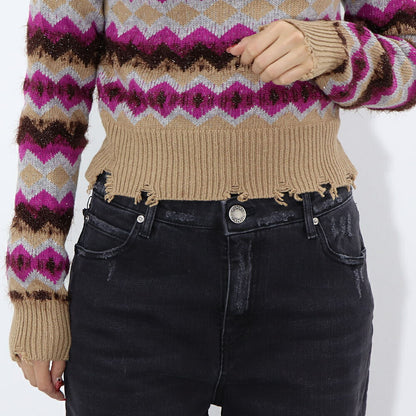 PINKO ニット マルチカラー ロゴ べージュ グレー 1G188A-A06C