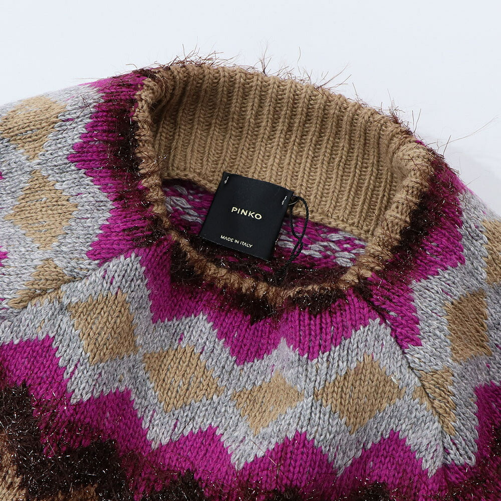 PINKO ニット マルチカラー ロゴ べージュ グレー 1G188A-A06C