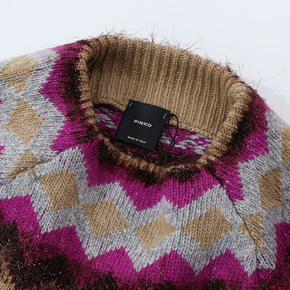 PINKO ニット マルチカラー ロゴ べージュ グレー 1G188A-A06C