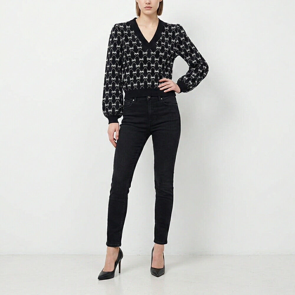PINKO ピンコ レディース トップス ニット ブラック ビスコース モノグラム 1G18FJ-Y7UH